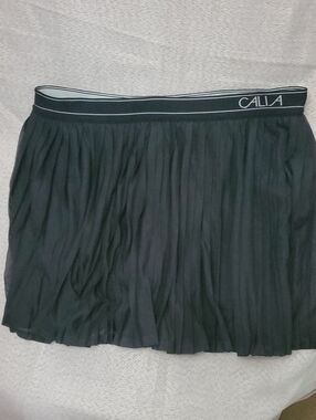Calia Black Pleated Mini Skirt with Branded Waistband